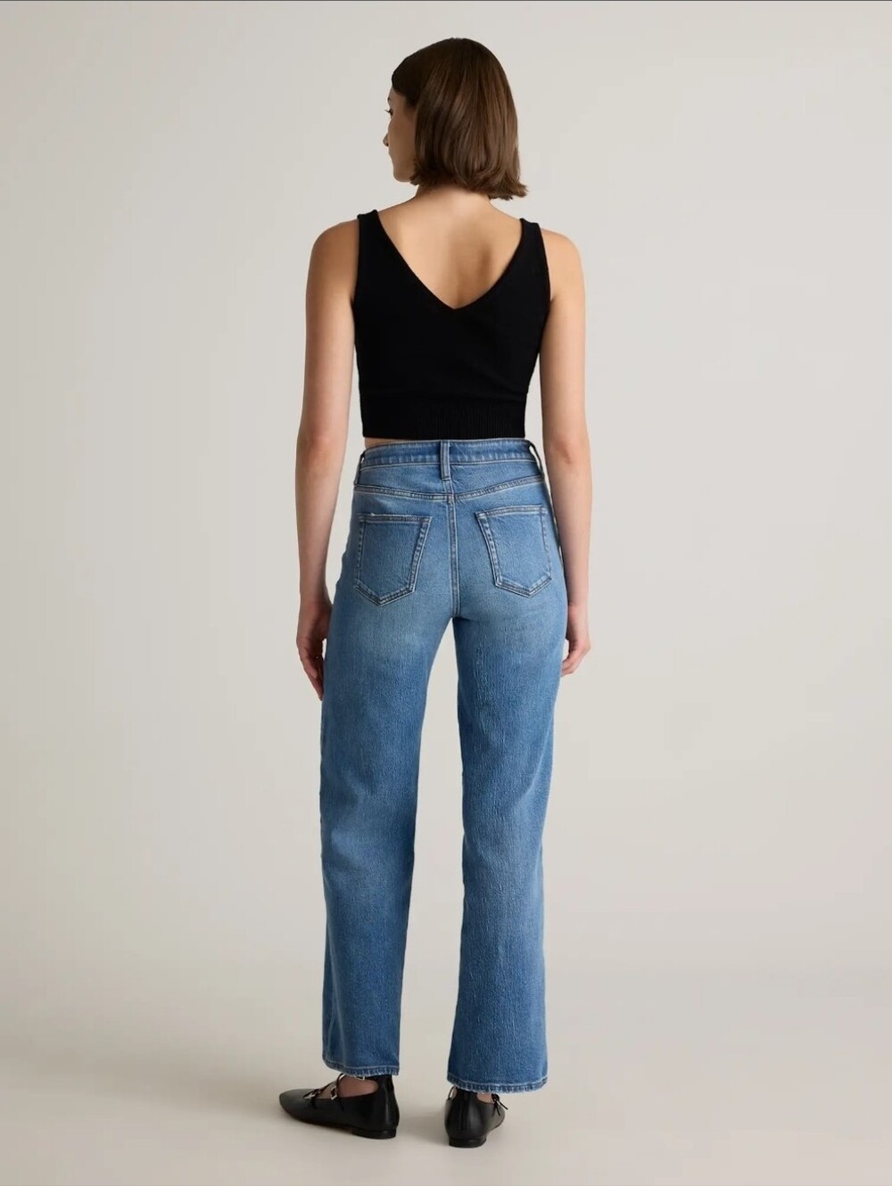 QUINCE BELLA STRETCH RELAXED STRAIGHT JEANS ATLANTIC BLUE 26 - Picture 5 of 15